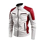 CoJoCangJCC Herren-Trainingsjacken, Motorrad-Jacken, modischer Herrenmantel, Motorrad-Schutzjacke, wasserdicht, winddicht, Ledermantel, Vintage-Thermoleder-Oberbekleidung, weiß, XL