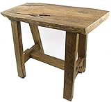 Clever-deko Hocker kleine Bank aus Teak Wurzelholz Teakhocker Teakbank Holzhocker Holzbank Blumenbank Blumenhocker rustkal antik TEAKHOLZ