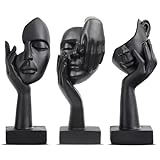 Irayin Skulpturen Deko Moderne, 3 Stück Dekofiguren Wohnzimmer Skulptur Deko, Abstrakte Figuren Statuen, Deko Figuren für Wohnzimmer, Büro, Bücherregal, Schlafzimmer - Schwarz