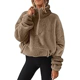 KONG JIMFAN Herbstjacke Damen Reflektierende Jacke Daunenjacke Damen Mantel Aus Teddyfell Damen-Jacken Arbeitsjacke Windjacke Damen Leicht Leichte Steppjacke Damen Softshelljacke Damen(Light Brown,L)