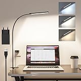 Aisutha Schreibtischlampe Klemmbar, Schreibtischlampe Led mit Stecker, 3 Farben, 10 Helligkeiten, Schreibtisch Lampe Dimmbar, Augenschutz, füR BüRo, Arbeitszimmer und Schneidert (Schwarz-1)