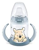 NUK First Choice+ Trinklernflasche | 6–18 Monate | 150 ml | Temperature Control Anzeige | Anti-Colic-Ventil | auslaufsichere Trinkschnabel | Ergonomische Griffe | BPA-frei | Disney Winnie Puuh blau