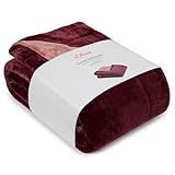 s.Oliver Doublesoft Kuscheldecke 150x200 - super kuschelig & warm, Polyesterflausch Decke dunkelrot Rose