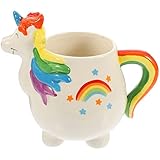 Cabilock Milchbecher Porzellan Einhorn Kaffeebecher Keramik Becher Kindertasse Schokolade Tasse Teetasse Cartoon Trinkbecher Wasserbecher Latte Becher Geschenkidee für Büro Kinder