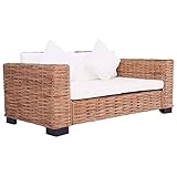 vidaXL Gartensofa 2-Sitzer Sitzpolster Kissen Rattansofa Sessel Gartensessel Lounge Sofa Gartenmöbel Gartengarnitur Sitzgarnitur Natürliches Rattan