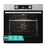 Gorenje BOP6737E02XK Einbaubackofen, 77 Liter, 60CM, Heißluft, EcoClean-Email, Air Fry, Aushängbare Glas-Backofentür, Fast Pre-heat, PyroClean, Abnehmbare Glastür, Max. Ofentemperatur 300 °C