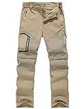 Echinodon Herren Zipp-Off-Hose Outdoorhose 2 in 1 Hose mit 5 Taschen Schnelltrockend Leicht Sommer Wanderhose Khaki M