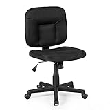 COSTWAY Ergonomischer Bürostuhl Drehstuhl, drehbarer Computer Stuhl mit einstellbare Höhe und Lendenwirbelstütze, gepolsterter Homeoffice Chair, Schreibtischstuhl schwarz