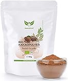 NaturaForte Kakaopulver Bio 1kg – Stark entölt, aromatisch, zuckerarm, hochwertige Kakao Bohnen, Superfood