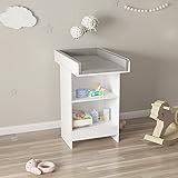 ECD Germany Wickelkommode mit 2 Fächern inkl. abnehmbare Wickelaufsatz, 60 x 103 x 88 cm, aus Holz in Weiß, Wickeltisch mit Wickelauflage, Wickelregal Baby Kommode Babymöbel Babyregal Organizer