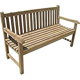 Ambientehome Massive Teakbank 3-Sitzer 150 cm Gartenbank Sitzbank Parkbank Holzbank, Braun