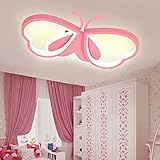 LUOLONG LED Kinder Deckenlampe Schmetterling Deckenlampe Dimmbar Acryl Deckenleuchte Kinderzimmer Kreative Deckenlampe Mädchenzimmer Schlafzimmer Cartoon Deckenleuchte-rosa 52cm