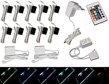 Trango 10er Set RGB Farbwechsel LED Glaskantenbeleuchtung inkl. Fernbedienung TG5022-10 Schrankbeleuchtung I Glasbodenbeleuchtung I Vitrinenbeleuchtung I LED Clips I Möbelbeleuchtung