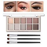 KYDA 10 Farben Lidschatten-Palette, Matt Nudetöne Lidschatten-Palette Make-up, Matte Color Series Lidschatten, Wasserdichte, Langlebige, mit Lidschattenpinsel-#01