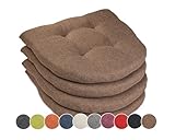 sunnypillow 4er Set Stuhlkissen 40x40 cm Polsterauflage 5cm dick Auflage für Stühle/Bänke in Haus und Garten Sitzkissen Sitzauflage Stuhlauflage Gartenkissen Esszimmerstuhl oder Küche | Braun