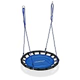 Relaxdays Nestschaukel, runde Hängeschaukel, für Kinder & Erwachsene, verstellbar, draußen, Ø: 80 cm, bis 100 kg, blau