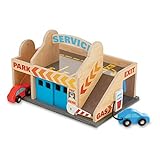 Melissa & Doug Service Station Parking Garage , Wooden Vehicle , Pretend Play , 3+ , Gift for Boy or Girl