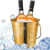 Kalastussaari Ice Bucket 3L Beverage Badewanne Edelstahl Weineimer mit Griff goldenen EIS Eimer für Partys Getränk Chiller Champagner -Eimer für kühlende Cocktailbars, Weineiseimer für Partys