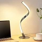 A.T.Lums LED Spiral Tischlampe - Stufenlos Dimmbar Tischleuchte aus Aluminium, Touch Steuerung & 3000K Warmweiß, 5W/450LM, Moderne Nachttischlampe für Schlafzimmer Wohnzimmer Kinderzimmer Büro