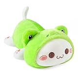 shownicer Plüschtier Frosch Katze Kuscheltier Stofftier Kawaii Katze Plüsch, Kätzchen Plüschkissen Spielzeug, Wurfkissen, Schmusetier Geschenk für Kinder Mädchen Jungen (30cm, Frosch Katze)