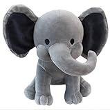 NatureMan Elefant Stofftiere – Kawaii Plüschtiere für Babys, Jungen, Mädchen, Plüschtiere, Geschenke, ideal für Kinderzimmer, Raumdekoration, 25 cm (grau)