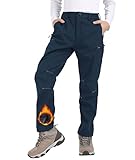 Djtnzdm Skihose Kinder Winter Thermohose Jungen Gefütterte Softshellhose Kinder Mädchen Trekkinghose Winddicht Schneehose Jungen Warm Thermohose Jungen wasserdichte Wanderhose Navyblau 152-158