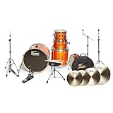 Fame Rock Set, 22' BassDrum, Birch High Gloss, Orange Satin Amber Drum Kit, with Hardware and Accessories