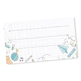 itenga 40x Buchetiketten Heftetiketten 9x4,5cm I Schulheft Etiketten I Namensschild beschreibbar selbstklebend Aufkleber aus Haftpapier (Doodles)