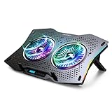 TECKNET Laptop Kühler, RGB Gaming Notebook Kühlpads, 2 Leise Große Lüfter-Starker Wind, 10 RGB Beleuchtung Modi & 7 Höhenverstellbar, 2 USB-Ports Laptop Lüfter Kühlpads für 9-17 Zoll Notebook