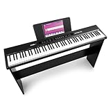 Rhapsody DP88W - E Piano Keyboard Piano mit 88 Tasten mit Möbelständer und Sustain Pedal, Klavier mit Anschlagdynamik, 10 Sounds und Rhythmen, 26 Demos, Effekte Akkorde, USB Midi, Sustain Anschluss