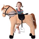 TE-Trend Pferd, 70 cm – Das perfekte Reitpferd für Kinder mit Sattel, Zaumzeug und Steigbügeln. EIN traumhaftes Geschenk für Pferdefreunde! Das ideale Spielzeug für glückliche Mädchen, beige