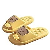 SUYGGCK Sommer Hausschuhe Sommer Frauen Männer Hausschuhe Innenbad Dicke Plattform Home Flip Flops Strand Sandalen Ladies Schuhe-Yellow,mark44-45(fit 43-44)