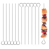 Prasacco 12 Stück Schaschlikspieße, Grillspieße Edelstahl, 1,8 mm x 20 cm Grillspieße Edelstahlspieße Lange Fleischspieße Grillspieße Rouladennadeln für BBQ, Grill, Schaschlik und Gemüse