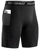 Niksa 1 Pack Herren Kompressionsshorts, Sport Unterhosen Männer Schnelltrocknendes Laufunterwäsche, Atmungsaktiv Laufhose Herren Kurz mit Handytasche, Schwarz, XL