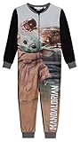 The Mandalorian Onesie für Kinder Baby Yoda Pyjamas Jungen All In One Star Wars Fleece Pjs Nachtwäsche Loungewear mit Reißverschluss