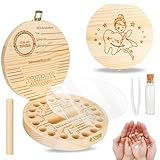 Milchzahndose, Zahndose Milchzähne, Holz Zahndose Mädchen&Jungen, Holz Milchzähne Box mit Namen zum Aufstellen, Aufbewahrungsbox für Baby, Zahnfee-Zahnbox, Erinnerungsbox Baby Geschenke zur Geburt