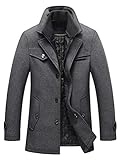 Lavnis Herren Warm Wollmantel Stehkragen Wintermantel Kurzmantel Winter Jacke Business Freizeit Style4 Grey L