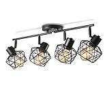 Lightess Retro Industrielle Deckenlampe Metallkäfig Schwarz, 4 Spot 180° drehbar E27 Pendelleuchte im Vintage Industriestil für Wohnzimmer Schlafzimmer Café Bar