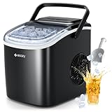 ecozy Eiswürfelmaschine, Eiswürfelbereiter 9 Würfel in 6 Minuten fertig, 12 KG/24H, Selbstreinigende Eiswürfelmaschinen Klein, 2 Eiswürfel Größen Ice Maker für Büro, Zuhause, Bar und Party