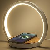 VOSFEEL Nachttischlampe mit ladefunktion,Touch Dimmbar Nachtlicht 15W Wireless Charger,LED Tischlampe mit 3 Stufige Helligkeit für Schlafzimmer Wohnzimmer Büro.