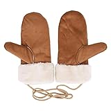 YJZQ Winter Handschuhe Warm Fäustlinge Leder Fausthandschuhe mit Schnur Outdoor Thermohandschuhe Fingerlos Gloves Skihandschuhe für Damen und Herren