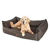 JAMAXX® Luxus Hundekörbchen orthopädisches Hundebett Memory Foam für Grosse Hunde,Waschbar, Flauschige HundeCouch Hundekorb Rand extra-hoch, Visco-elastische Füllung Hundesofa PDB2018 L 120x90 braun