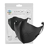 Airpop Pocket Wiederverwendbare waschbare Gesichtsmaske 2 Pk, 4-lagige Gesichtsmaske, konturierte Passform, leichtes Design, Gesichtsmasken für Erwachsene/Kinder für wiederholtes Tragen, 2 Pk, Schwarz