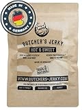 Beef Jerky Made in Germany von BUTCHERS JERKY mit hohem Proteingehalt | 3 Geschmacksrichtungen | regionales Fleisch - Beste Zutaten (Hot and Sweet, 250 Gramm)