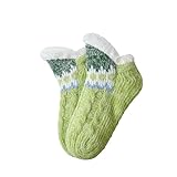 StüTzstrüMpfe Damen Warme Wintersocken für Damen, dicke Lammplüschsocken, rutschfeste Bodensocken, Innensockenärmel, warme Füße kleine Röhrensocken Socken in Der Dose Herren (Green #5, One Size)