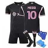 Fussball Trikot Kinder Set, Nr.10 Heim/Auswärts Fußball Trikot, Schnell Trocknendes Atmungsaktives Fußballtrikot Erwachsene mit Fußball T-Shirt, Shorts, Stutzen, Schienbeinschoner und Faservlies