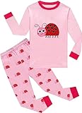 EULLA Kinder Mädchen Schlafanzüge Winter Pyjama Set Marienkäfer Langarm Baumwolle Zweiteilig Nachtwäsche 3 Jahre alt 5# Rosa Marienkäfer DE 98