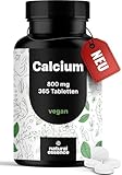 Calcium Tabletten Hochdosiert - 365 Tabletten - 800mg Calcium pro Tag - Calziumtabletten/Calcium Hochdosiert - 180 Tage Vorrat - vegan und produziert in Deutschland