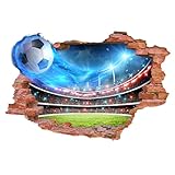 YunBey Wandtattoo Fussball Kinderzimmer 3D Fußball Wandtattoo Selbstklebend Durchbruch Fussball Wandsticker Groß Deko Kinderzimmer Jungen Schlafzimmer (68×45cm)