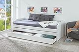 Inter Link - Funktionsbett - Stauraumbett - Bett mit Schubladen - Kiefer massivholz - Für Kinder, Jugendliche - Einzelbett - Gästebett - 2 Lattenroste - 3 Liegeflächen - Weiß - Lotar - 90x200 cm